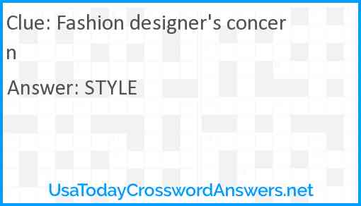 Fashion designer's concern Answer