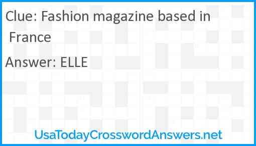 Fashion magazine based in France Answer