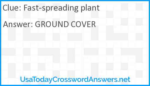Fast-spreading plant Answer