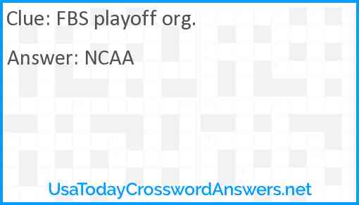 FBS playoff org. Answer