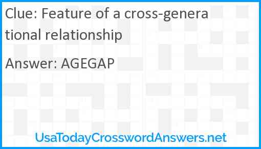 Feature of a cross-generational relationship Answer