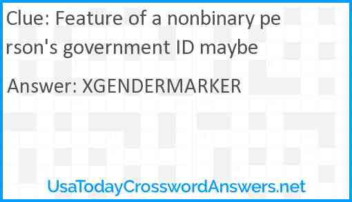 Feature of a nonbinary person's government ID maybe Answer