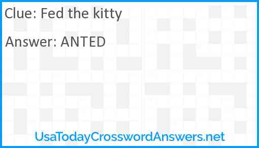 Fed the kitty Answer