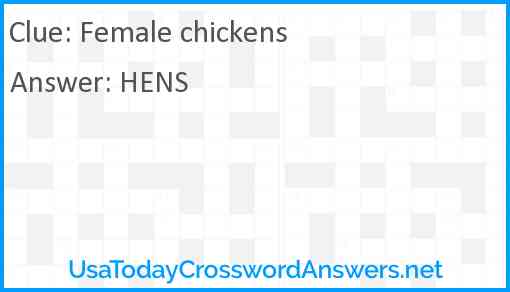 Female chickens Answer