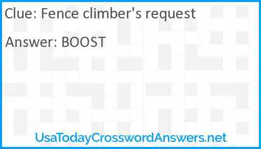 Fence climber's request Answer
