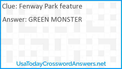 Fenway Park feature Answer