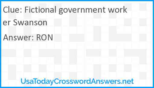 Fictional government worker Swanson Answer