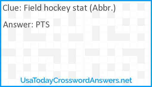 Field hockey stat (Abbr.) Answer