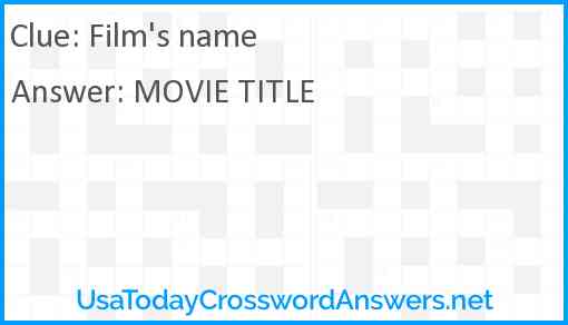 Film's name Answer
