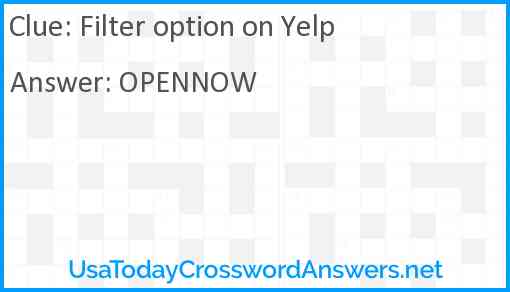 Filter option on Yelp Answer