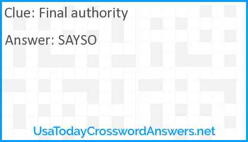 Final authority Answer