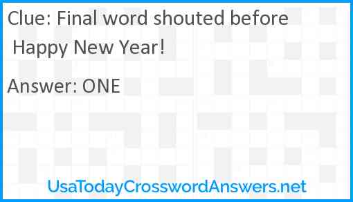 Final word shouted before Happy New Year! Answer