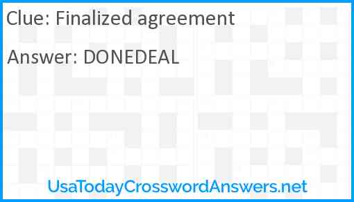 Finalized agreement Answer
