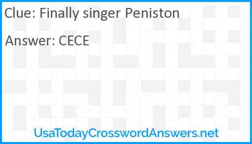 Finally singer Peniston Answer
