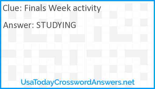 Finals Week activity Answer