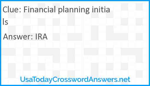 Financial planning initials Answer