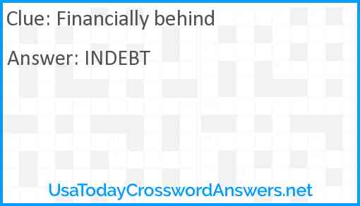 Financially behind Answer