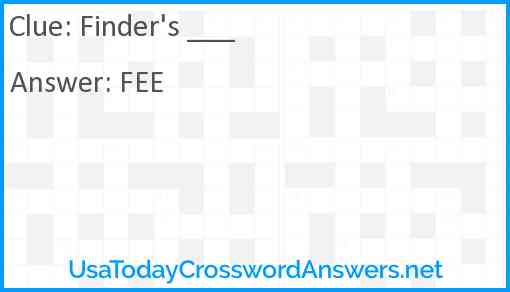 Finder's ___ Answer