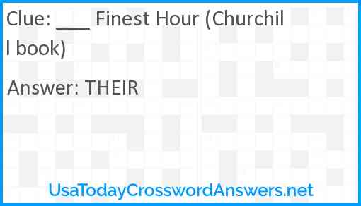 ___ Finest Hour (Churchill book) Answer