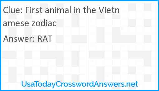 First animal in the Vietnamese zodiac Answer
