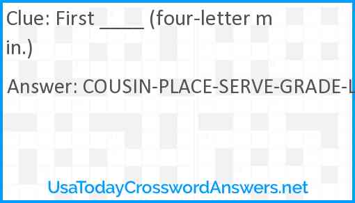 First ____ (four-letter min.) Answer