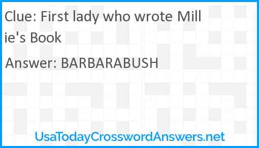 First lady who wrote Millie's Book Answer