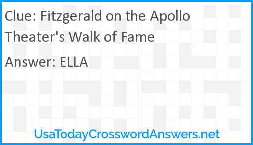 Fitzgerald on the Apollo Theater's Walk of Fame Answer