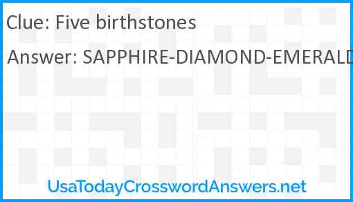Five birthstones Answer