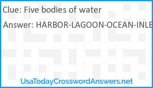 Five bodies of water Answer