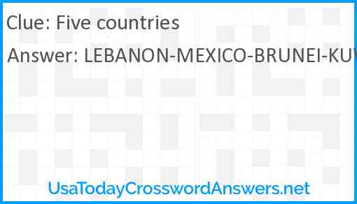 Five countries Answer