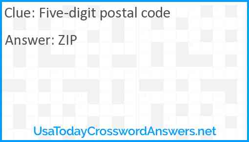 Five-digit postal code Answer