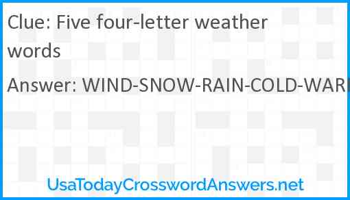 Five four-letter weather words Answer