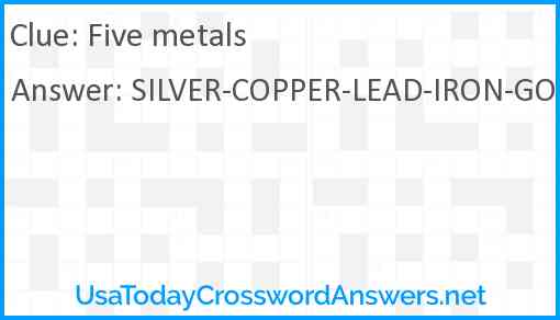 Five metals Answer