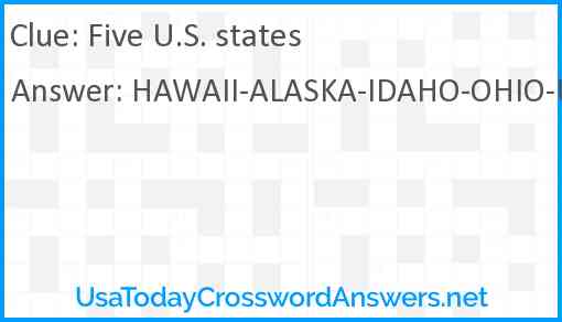 Five U.S. states Answer