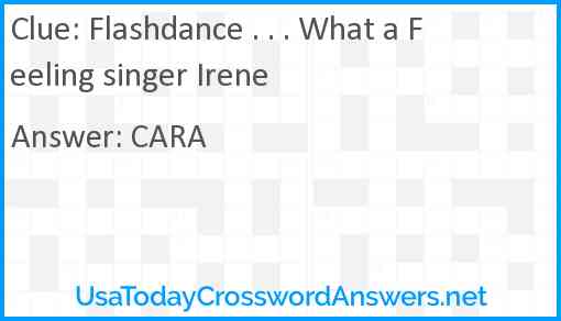 Flashdance . . . What a Feeling singer Irene Answer