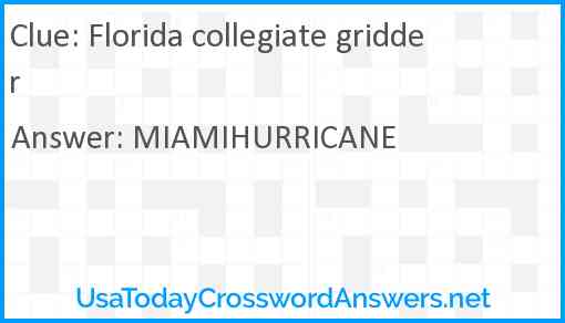 Florida collegiate gridder Answer