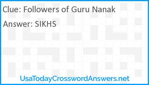 Followers of Guru Nanak Answer