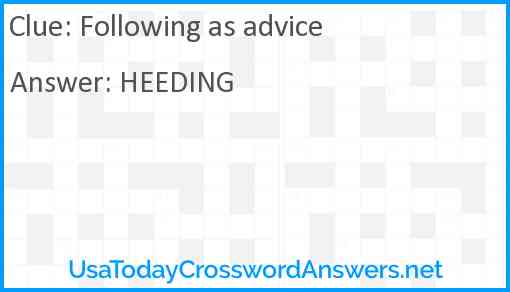 Following as advice Answer
