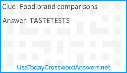 Food brand comparisons Answer