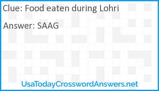 Food eaten during Lohri Answer