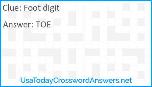 Foot digit Answer