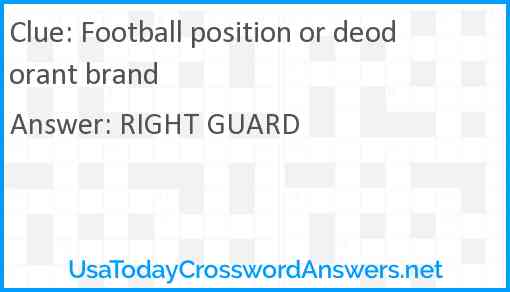 Football position or deodorant brand Answer