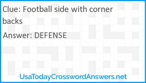 Football side with cornerbacks Answer