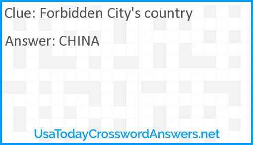 Forbidden City's country Answer