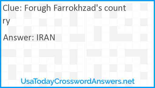 Forugh Farrokhzad's country Answer