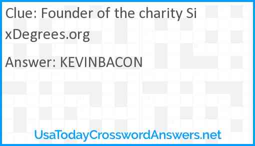 Founder of the charity SixDegrees.org Answer