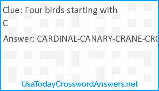 Four birds starting with C Answer