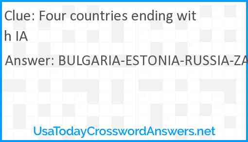 Four countries ending with IA Answer