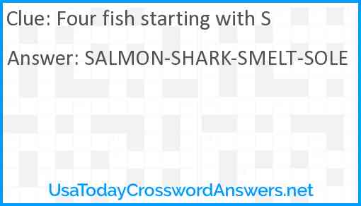 Four fish starting with S Answer