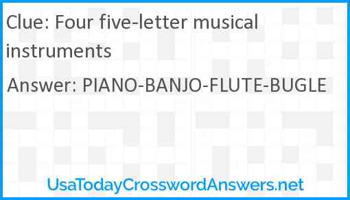 Four five-letter musical instruments Answer